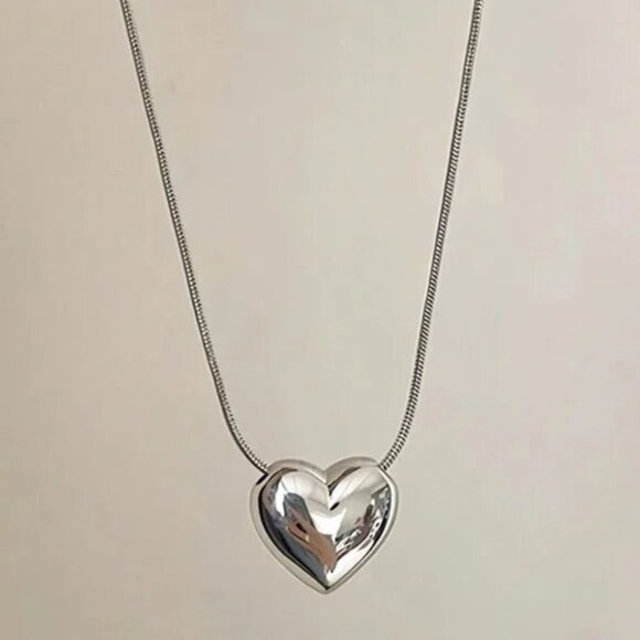 NWT 925 Sterling Silver Bubble Heart Necklace with Chain - Picture 5 of 5
